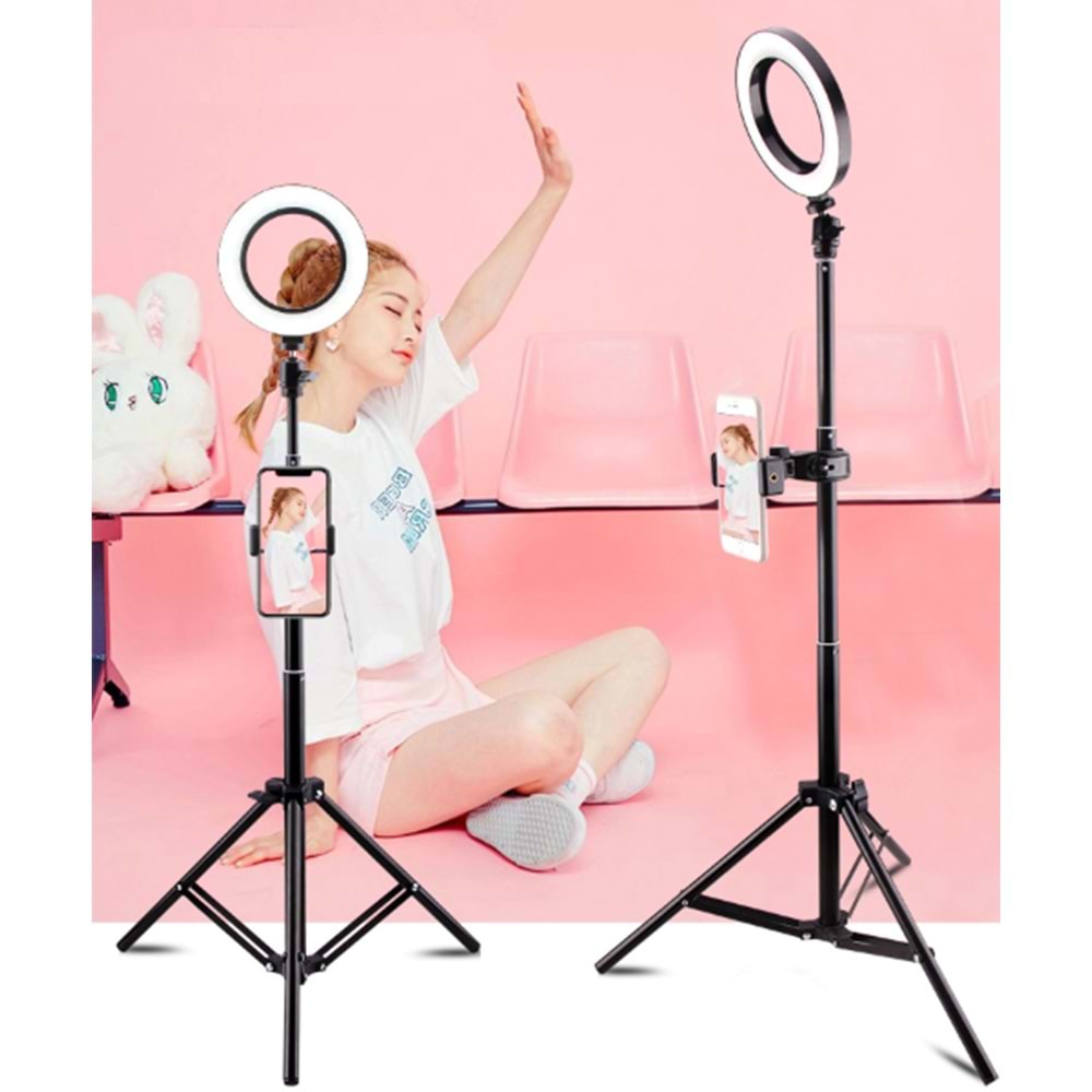 6 inç Halka LED Tripod Youtuber Video Selfie Stüdyo Makyaj Işığı - 160CM