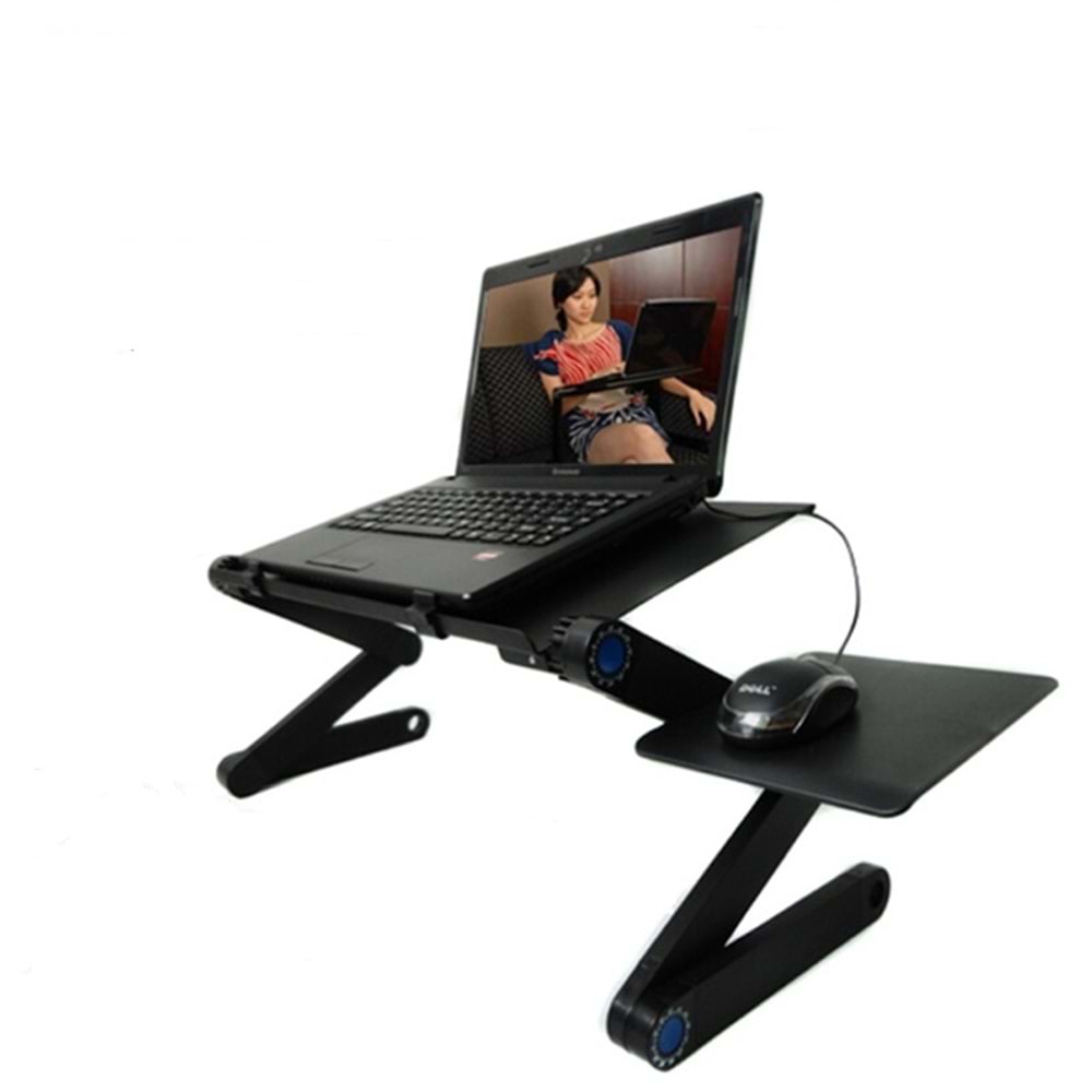TriLine Fonksiyonel Katlanabilir Mouse Padli Fanlı Laptop Sehpası Masası