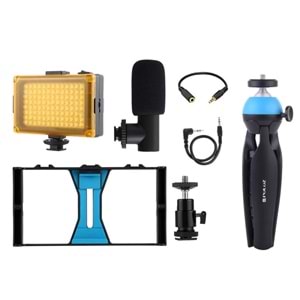 PULUZ PKT3023 Vlogger Youtuber Video Kayıt Kiti Mikrofon Tripod LED Stüdyo Işık