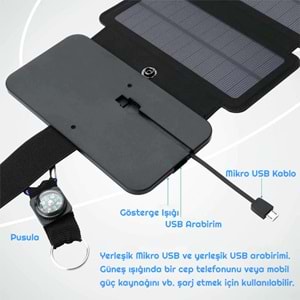 TriLine Taşınabilir Katlanır 10W Güneş Enerjili Solar Şarj Cihazı