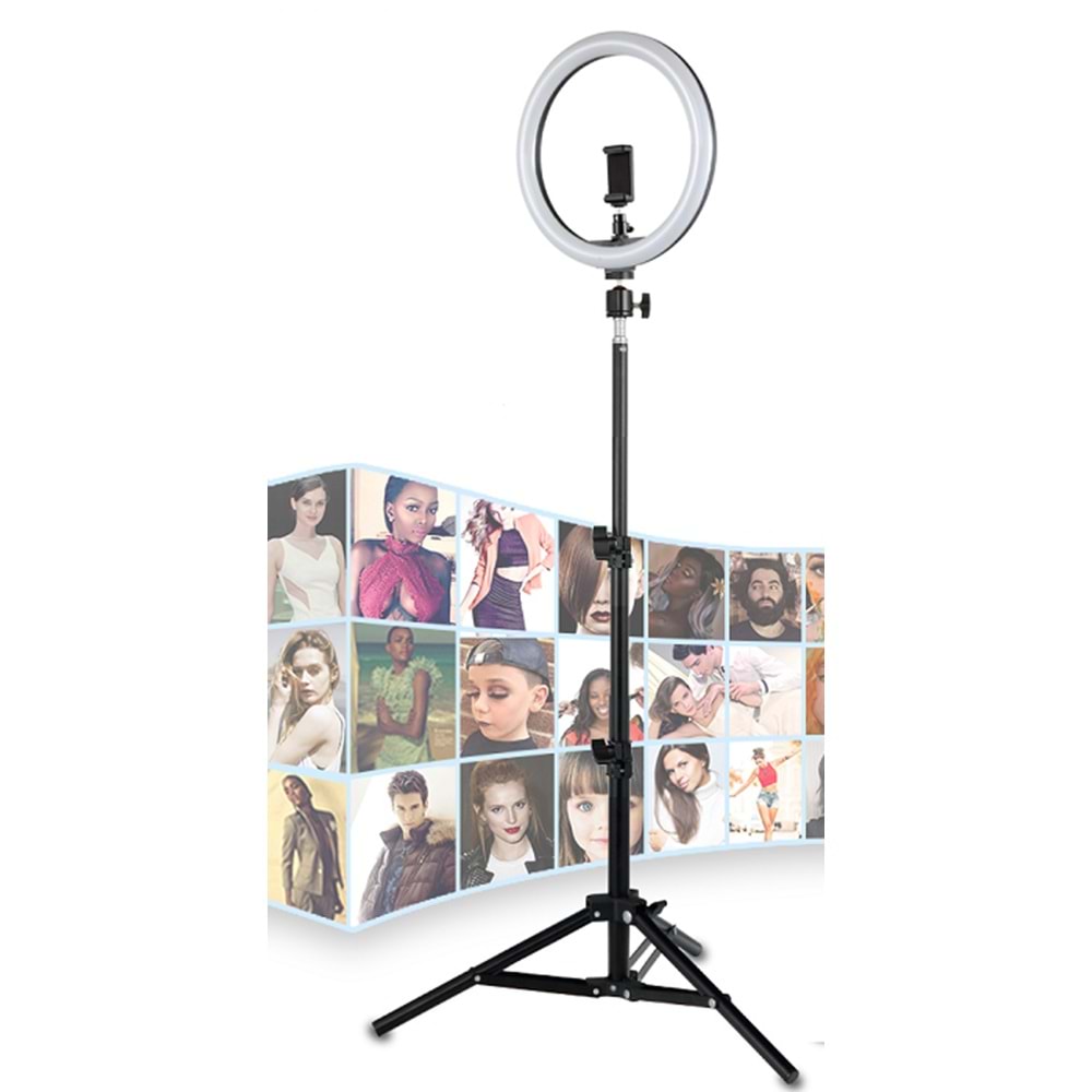 10 inç Halka LED Tripod Youtuber Video Selfie Stüdyo Makyaj Işığı - 210CM