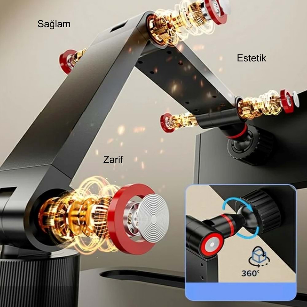 TriLine Monitör Tablet iPad Telefon Tutucu 12-16 İnç Universal Metal 360° Derece Döner Stand