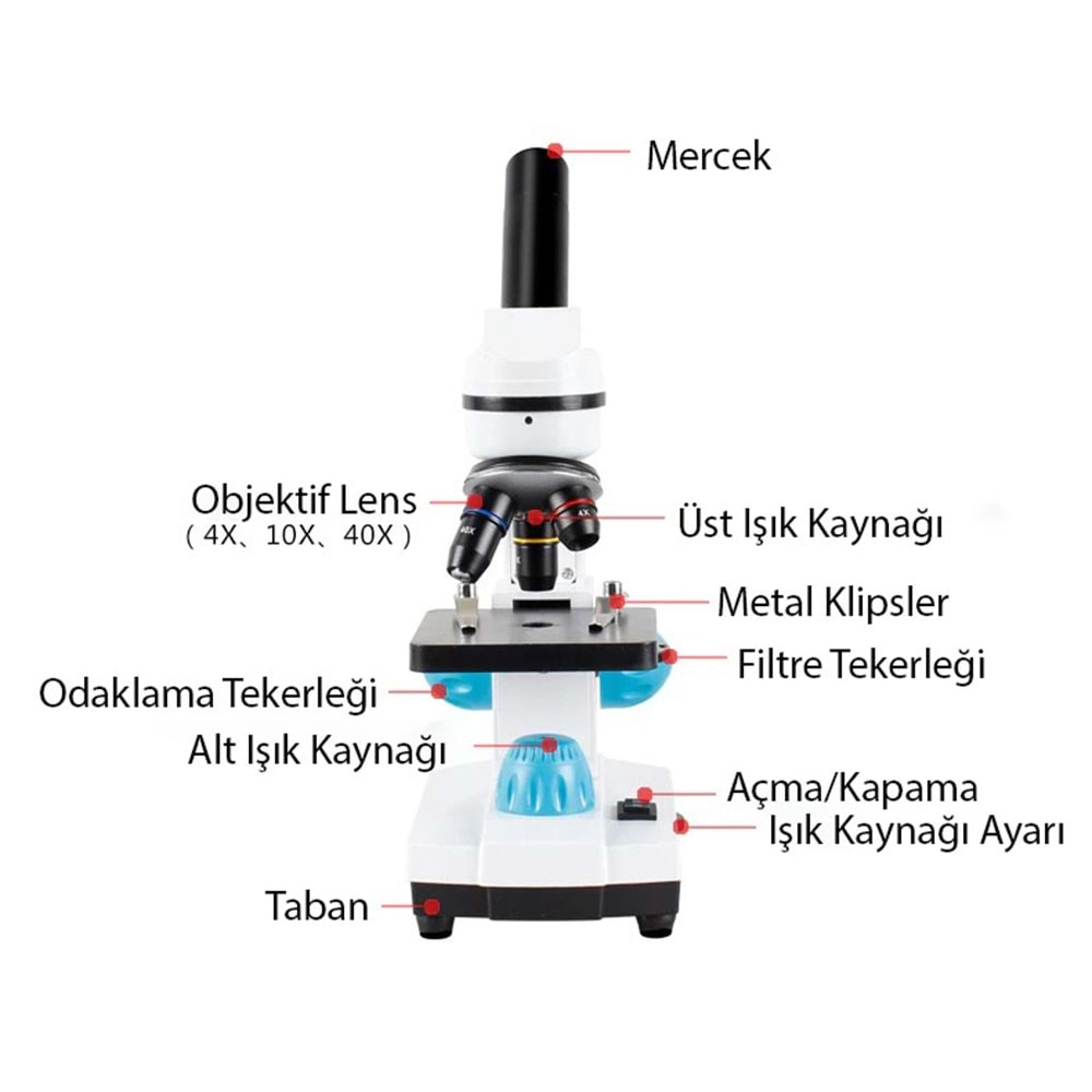 TriLine 2000X Zoom Biyolojik HD Dijital Monoküler Mikroskop Kiti