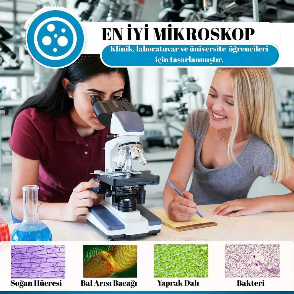 TriLine 2500X Binoküler 5MP USB Kamera Bilgisayar Destekli Bileşik Biyolojik Dijital Mikroskop
