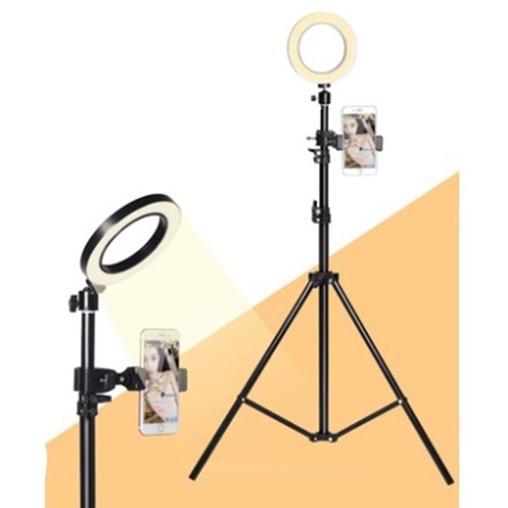 6 inç Halka LED Tripod Youtuber Video Selfie Stüdyo Makyaj Işığı - 210CM