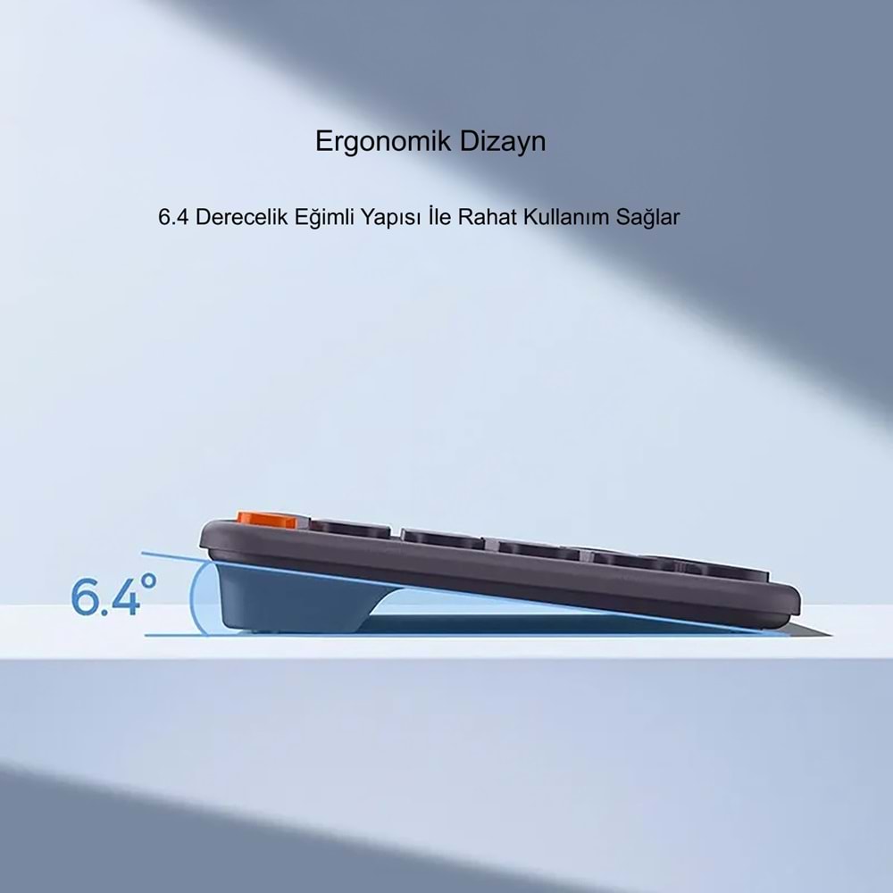 TriLine Baseus Kablosuz Bluetooth 5.0 İngilizce Sessiz Klavye Universal Çoklu Bağlantı 2.4GHz
