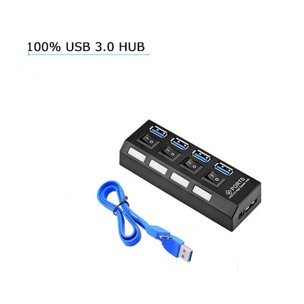 TriLine 4 Port Usb Hub Çoklayıcı USB 3.0 On Off Tuşlu