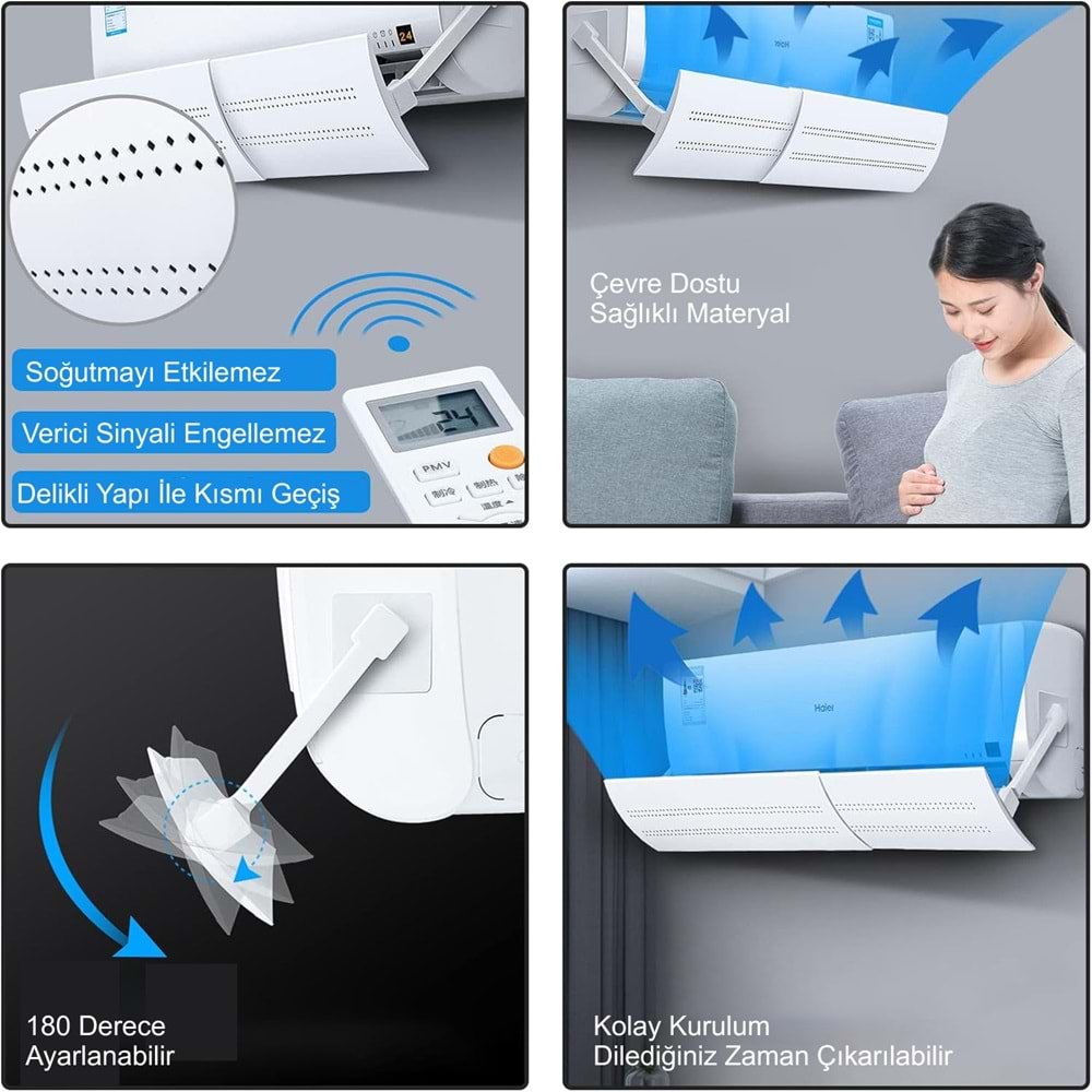 TriLine Delikli Ayarlanabilir 58-105 CM Klima Hava Yönlendirici Klima Aparatı Klima Siperliği