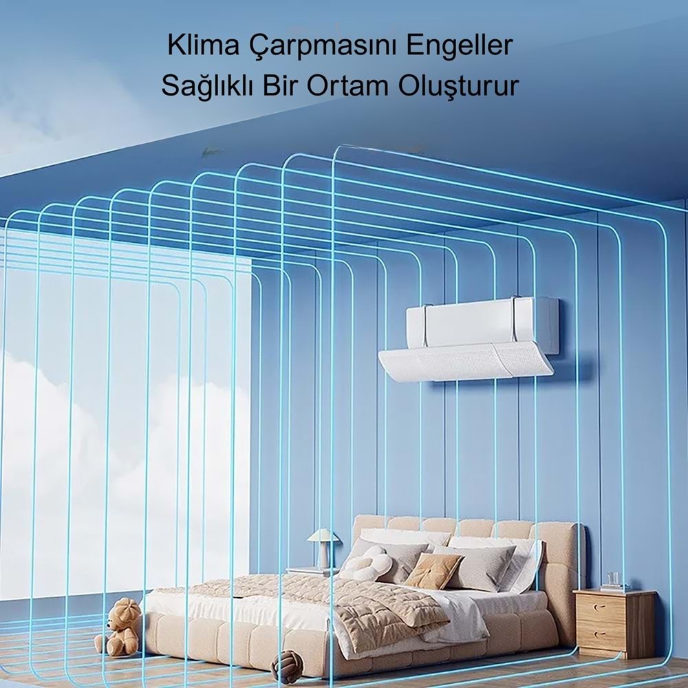 TriLine Split Klima Çarpma Önleyici Hava Kalkanı Ayarlanabilir Delikli Klima Siperliği Aparatı