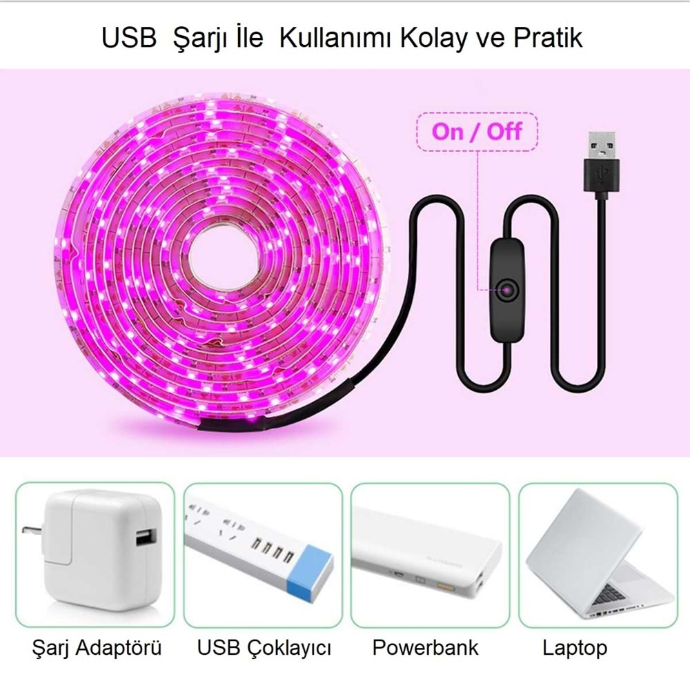 TriLine Bitki Yetiştirme Lambası Tam Spektrum USB Şerit LED