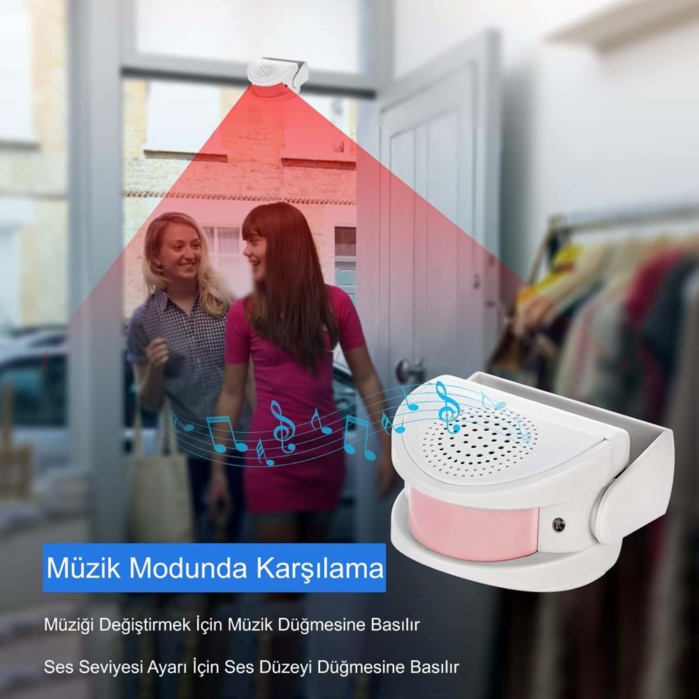 TriLine Misafir Karşılama Zili 3 Modlu Kumandalı Hareket Sensörlü Güvenlik Alarm Pır Sensör
