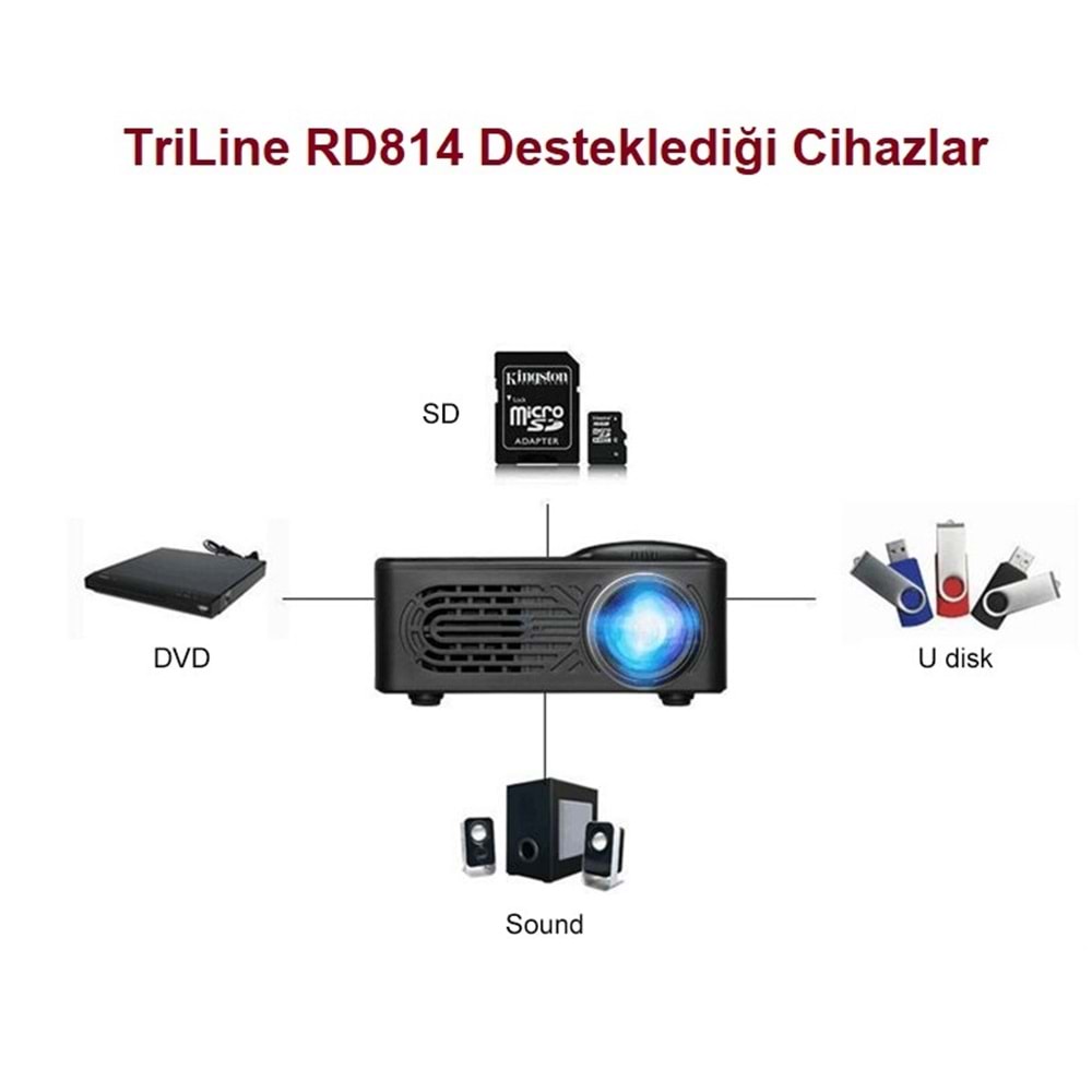 TriLine Mini Taşınabilir 320X240P Projeksiyon Cihazı RD814