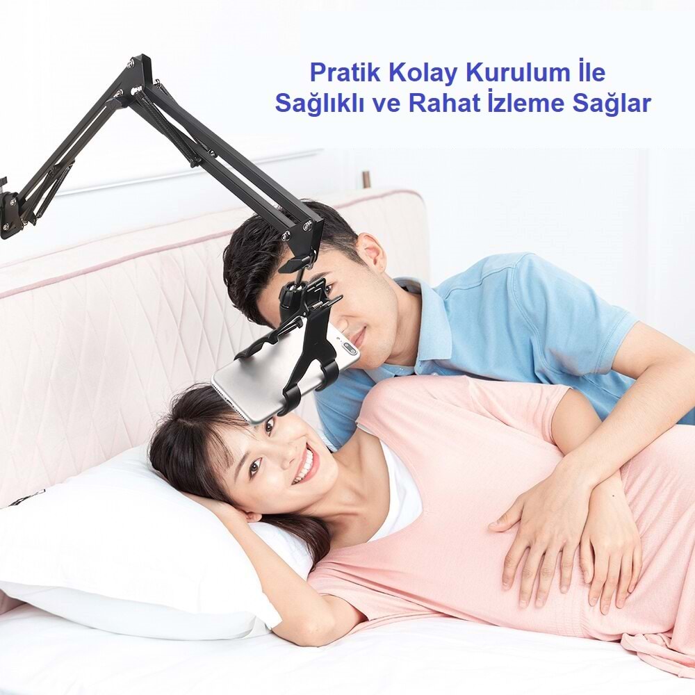 TriLine 360 Derece Dönen Telefon Masa Tutucu Esnek Uzun Kollu