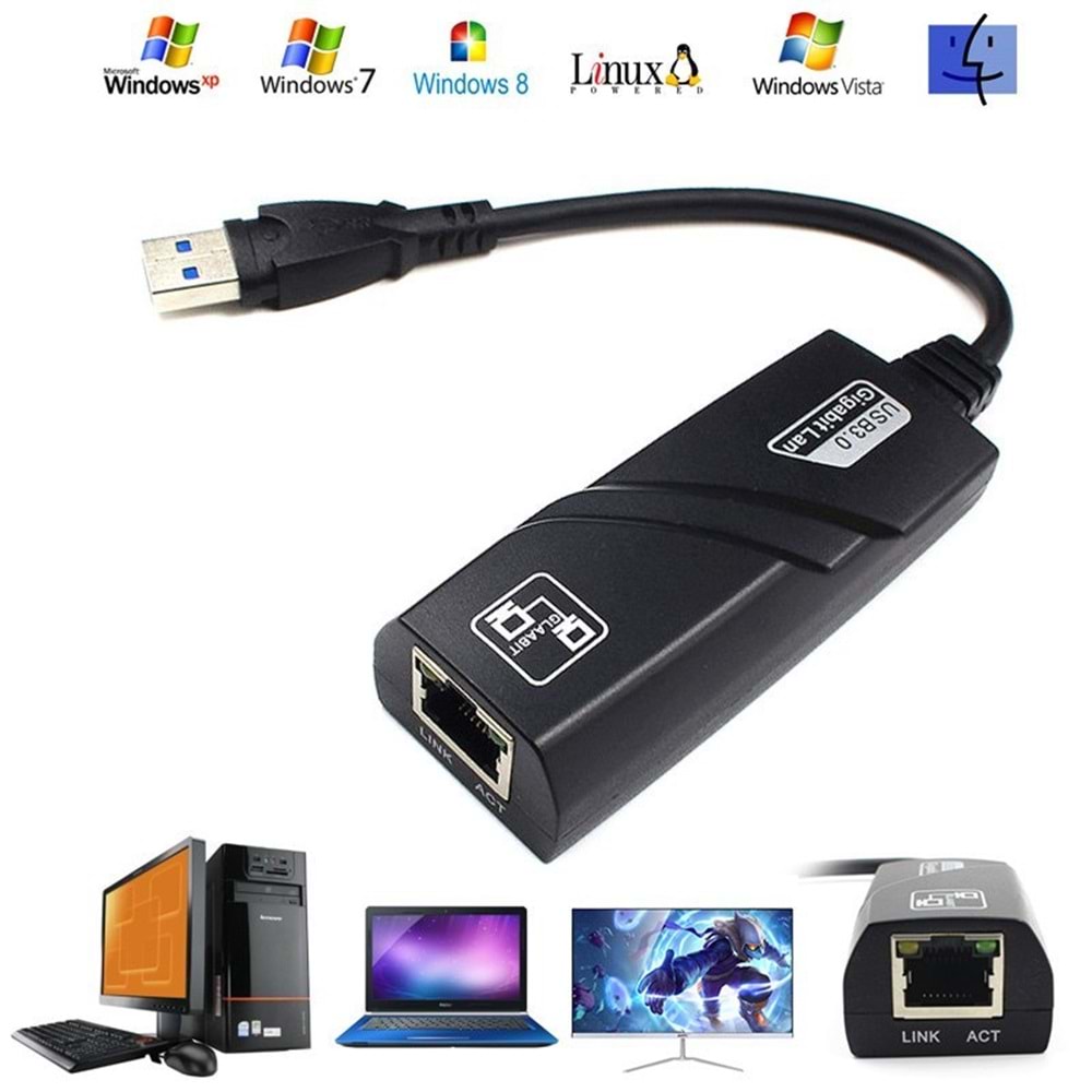 TriLine USB3.0 Gigabit Ethernet Adapter 1000Mbps RJ45 Network