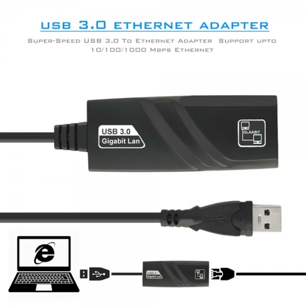 TriLine USB3.0 Gigabit Ethernet Adapter 1000Mbps RJ45 Network