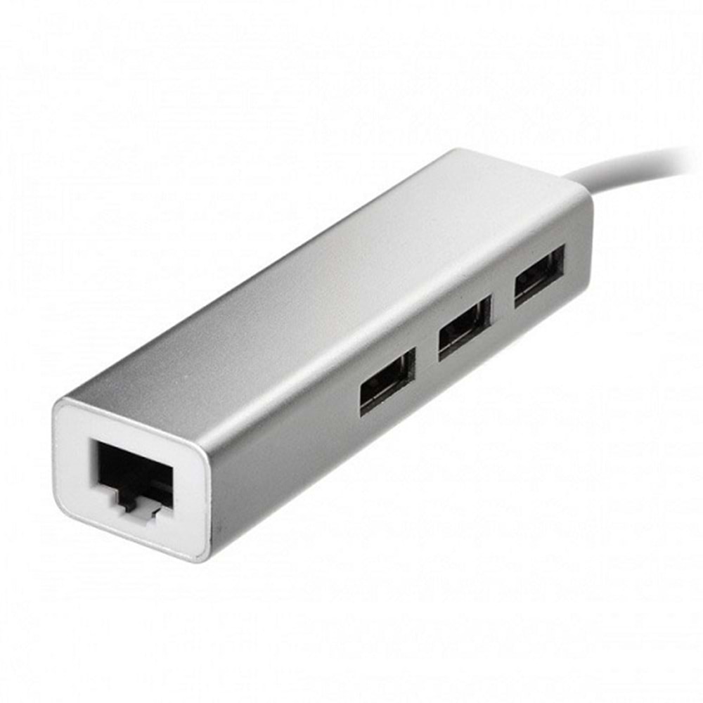 TriLine Aluminyum USB to RJ45 Ethernet + USB 3 Port HUB Çoklayıcı