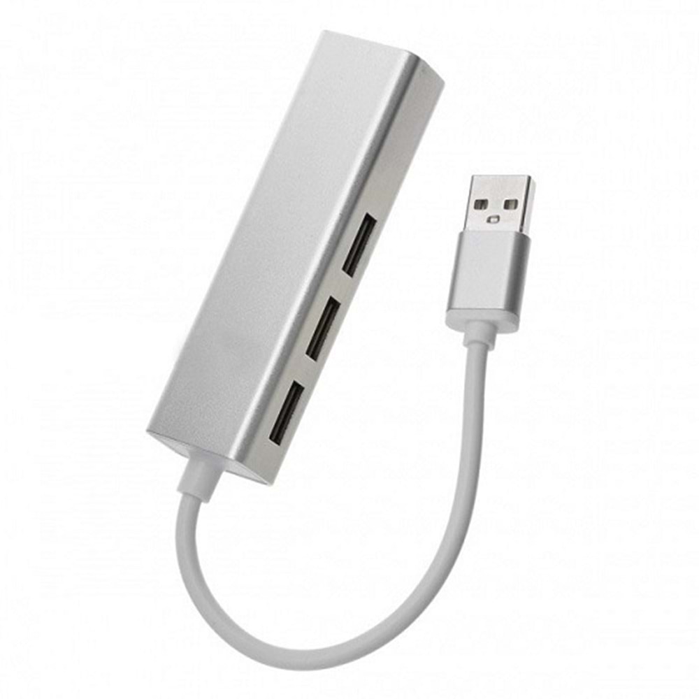 TriLine Aluminyum USB to RJ45 Ethernet + USB 3 Port HUB Çoklayıcı