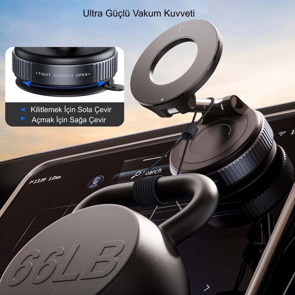 TriLine Manyetik Vakum Araç Montaj Telefon Üniversal Tutucu X68 Stand 360 ° Ayarlanabilir Katlanabilir