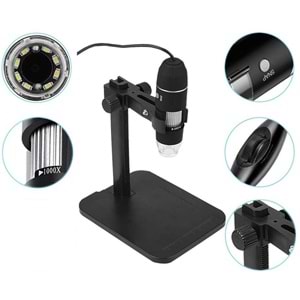 TriLine 1000X 2MP Dijital Standlı 8 Ledli USB OTG Mikroskop