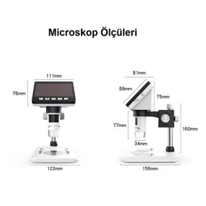 TriLine 1000X Dijital 1080P 4.3 inç LCD Ekranlı USB HD Mikroskop