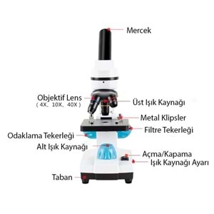 TriLine 2000X Zoom Biyolojik HD Dijital Monoküler Mikroskop Kiti