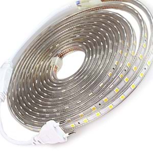 TriLine 220v Fişli Silikonlu Beyaz Şerit LED 3 Çipli SMD 5050 - 1METRE