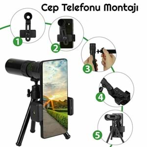 TriLine 10-300x40mm Zoom Monoküler Teleskop Taşınabilir Su Geçirmez Dürbün