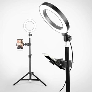 6 inç Halka LED Tripod Youtuber Video Selfie Stüdyo Makyaj Işığı - 210CM