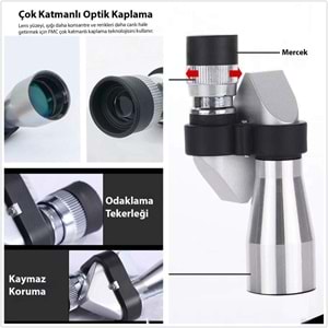 TriLine 8x20 HD Çözünürlük 1000m Görüş Taşınabilir Metal Monoküler Mini Cep Dürbün