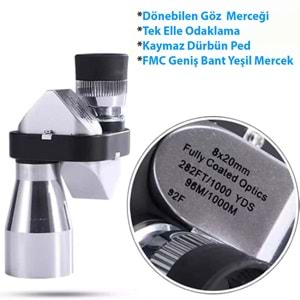 TriLine 8x20 HD Çözünürlük 1000m Görüş Taşınabilir Metal Monoküler Mini Cep Dürbün