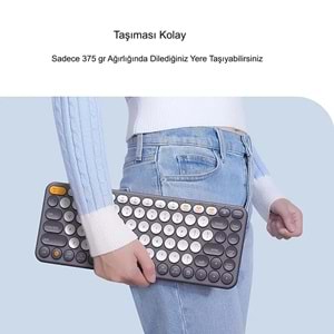 TriLine Baseus Kablosuz Bluetooth 5.0 İngilizce Sessiz Klavye Universal Çoklu Bağlantı 2.4GHz