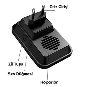 Cacazi 2 Alıcılı Pil Gerektirmeyen Kablosuz LED Kapı Zili