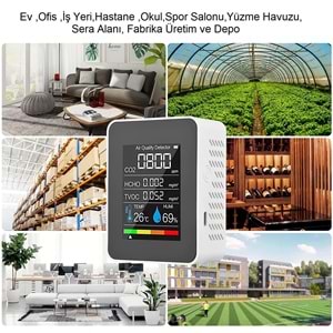TriLine Dijital 5in1 Hava Dedektörü Hava Kalite Ölçüm Cihazı
