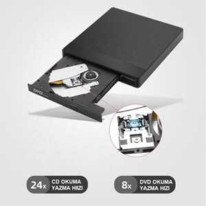 TriLine Harici DVD-RW USB 3.0 +SD TF Kart Okuyucu +3.0 USB Hub