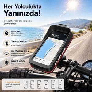 TriLine Bisiklet Motosiklet Gidon Telefon Tutucu Çanta Dokunmatik Ekranlı Montaj Aparatı Su Geçirmez