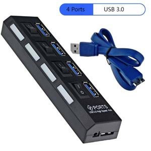 TriLine 4 Port Usb Hub Çoklayıcı USB 3.0 On Off Tuşlu