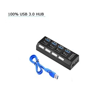 TriLine 4 Port Usb Hub Çoklayıcı USB 3.0 On Off Tuşlu