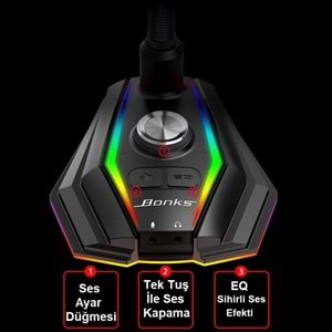 TriLine Bonks M2 USB Kablolu RGB Oyun Mikrofonu HD Ses Kartı