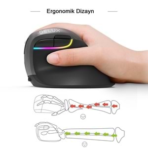 Delux M618 Mini Bluetooth 4.0+ 2.4G Ergonomik Şarjlı Sessiz RGB Mouse