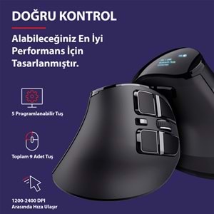 TriLine Bluetooth+2.4G Kablosuz Dikey Ergonomik Şarj Edilebilir Sessiz Mouse
