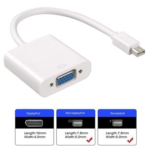 TriLine Mini Display Port VGA Çevirici Adaptör 20cm Apple MAC