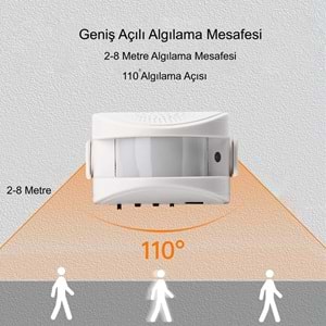 TriLine Misafir Karşılama Zili 3 Modlu Kumandalı Hareket Sensörlü Güvenlik Alarm Pır Sensör