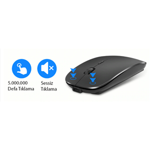 TriLine Bluetooth Şarjlı 2.4Ghz Kablosuz Mouse Sessiz Tıklama
