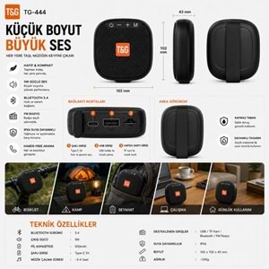 TriLine TG-444 Kablosuz Bluetooth Hoparlör Bisiklet Uyumlu Taşınabilir Outdoor Speaker FM Radyo USB/TF Kart Destekli