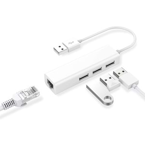 TriLine USB to RJ45 Ethernet + USB 3 Port HUB Çoklayıcı