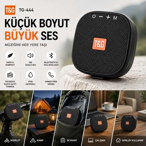 TriLine TG-444 Kablosuz Bluetooth Hoparlör Bisiklet Uyumlu Taşınabilir Outdoor Speaker FM Radyo USB/TF Kart Destekli