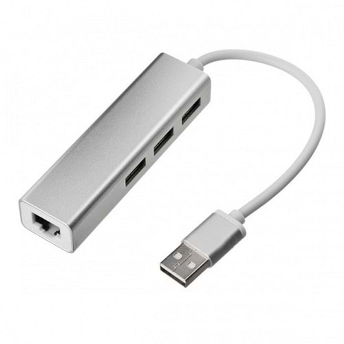 TriLine Aluminyum USB to RJ45 Ethernet + USB 3 Port HUB Çoklayıcı
