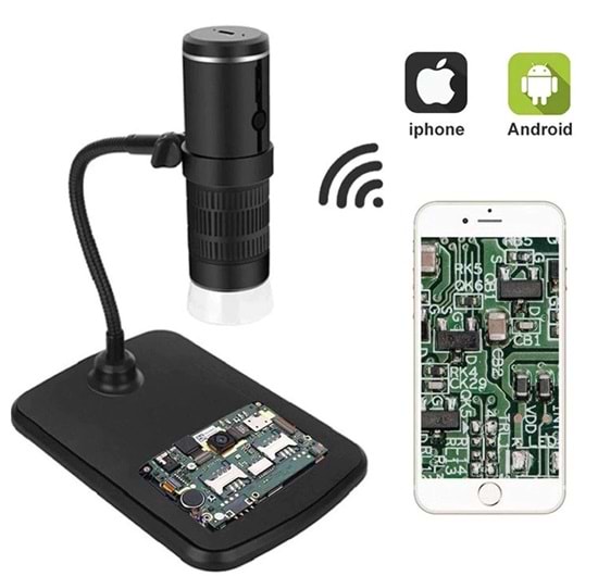 TriLine 1000X WiFi Dijital LED Kablosuz Pilli Mikroskop 1080P