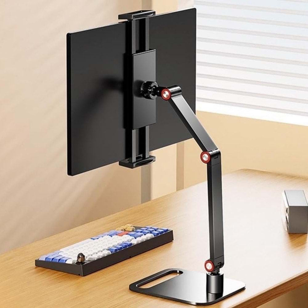 TriLine Monitör Tablet iPad Telefon Tutucu 12-16 İnç Universal Metal 360° Derece Döner Stand