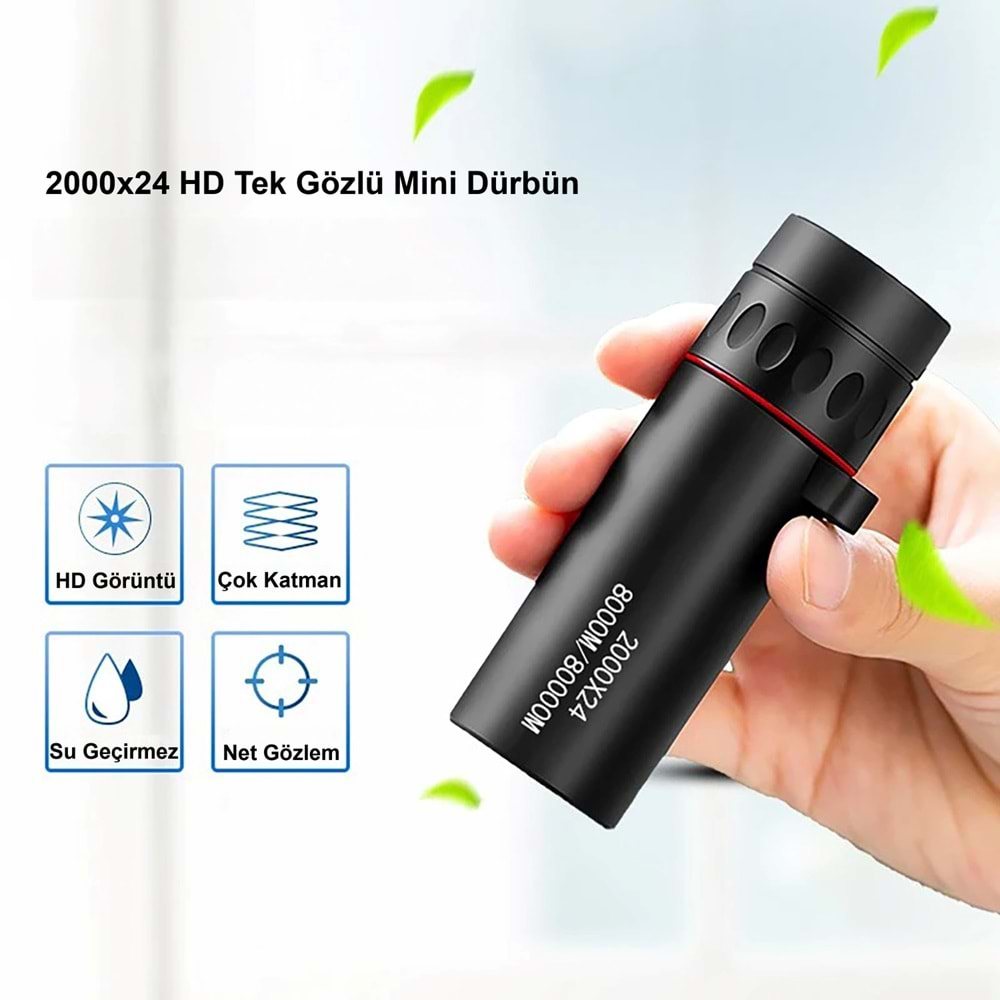 TriLine 2000x24 Zoom Monoküler Mini Taşınabilir HD Dürbün Su Geçirmez Tripod Telefon Tutacağı